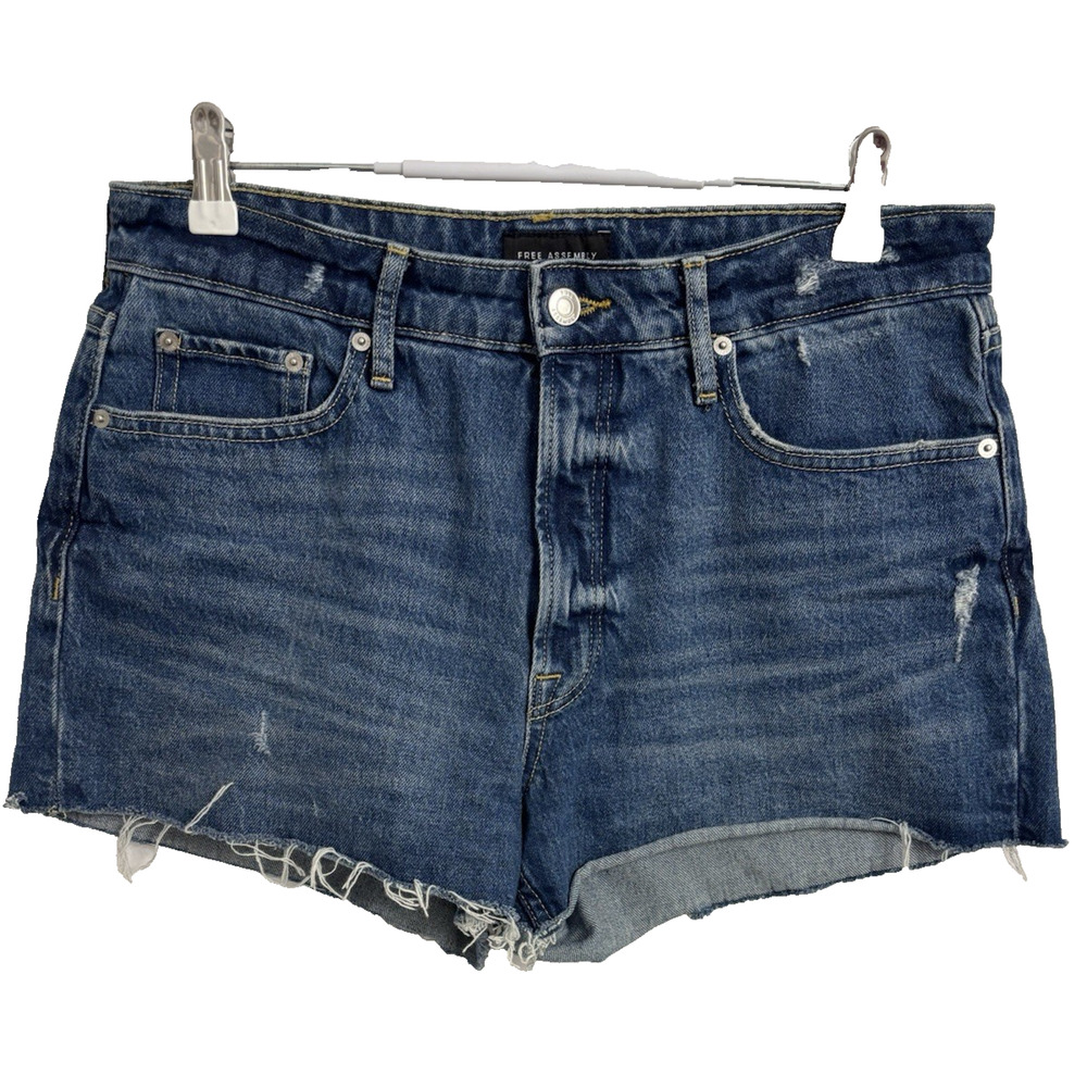Free Assembly Women's 10 Ripped Distressed Cut Off Sexy Denim Shorts Rockabilly